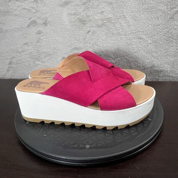 Sorel Womens Size 8 Cameron Pink Flatform Mule Casual Slip On Sandals - Picture 1 of 8